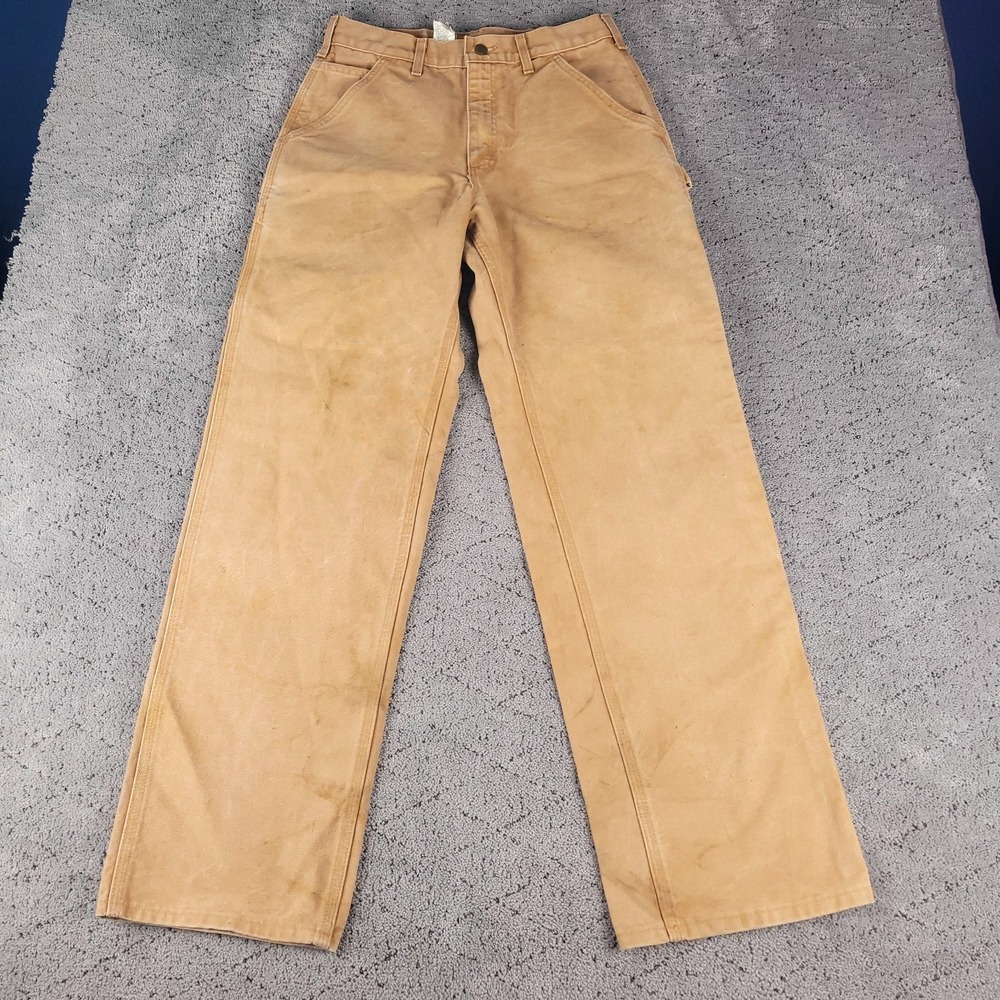 Carhartt Pants Mens 30x32 Brown Canvas Carpenter Duck Loose Straight Made In USA